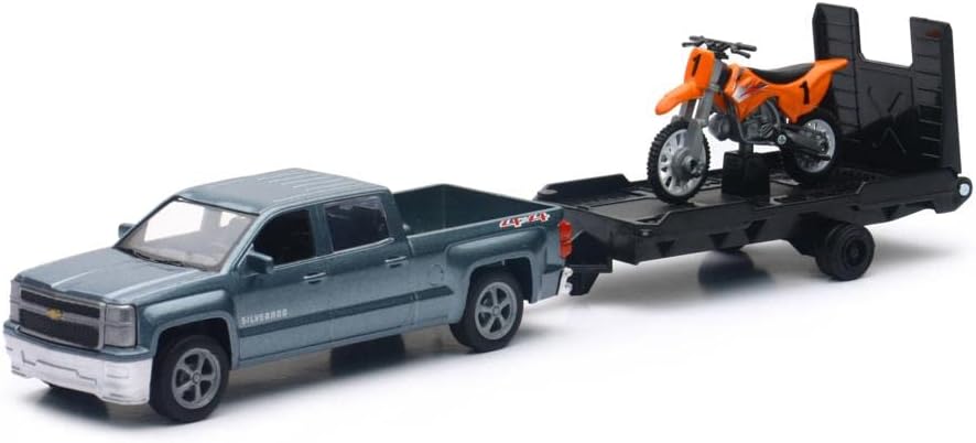 New Ray Chevrolet Silverado Pick Up 1:43 Scale with Orange Dirt Bike