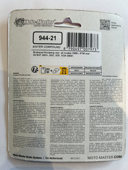 BRAKE PADS SINTERED NITRO, MOTO-MASTER 094421, 39-368