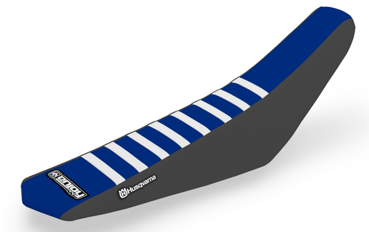 Enjoy Manufacturing Husqvarna Seat Cover TC FC 2019 - 2022 TE FE 2020 – 2023 Ribbed Logo, Black / Blue / White