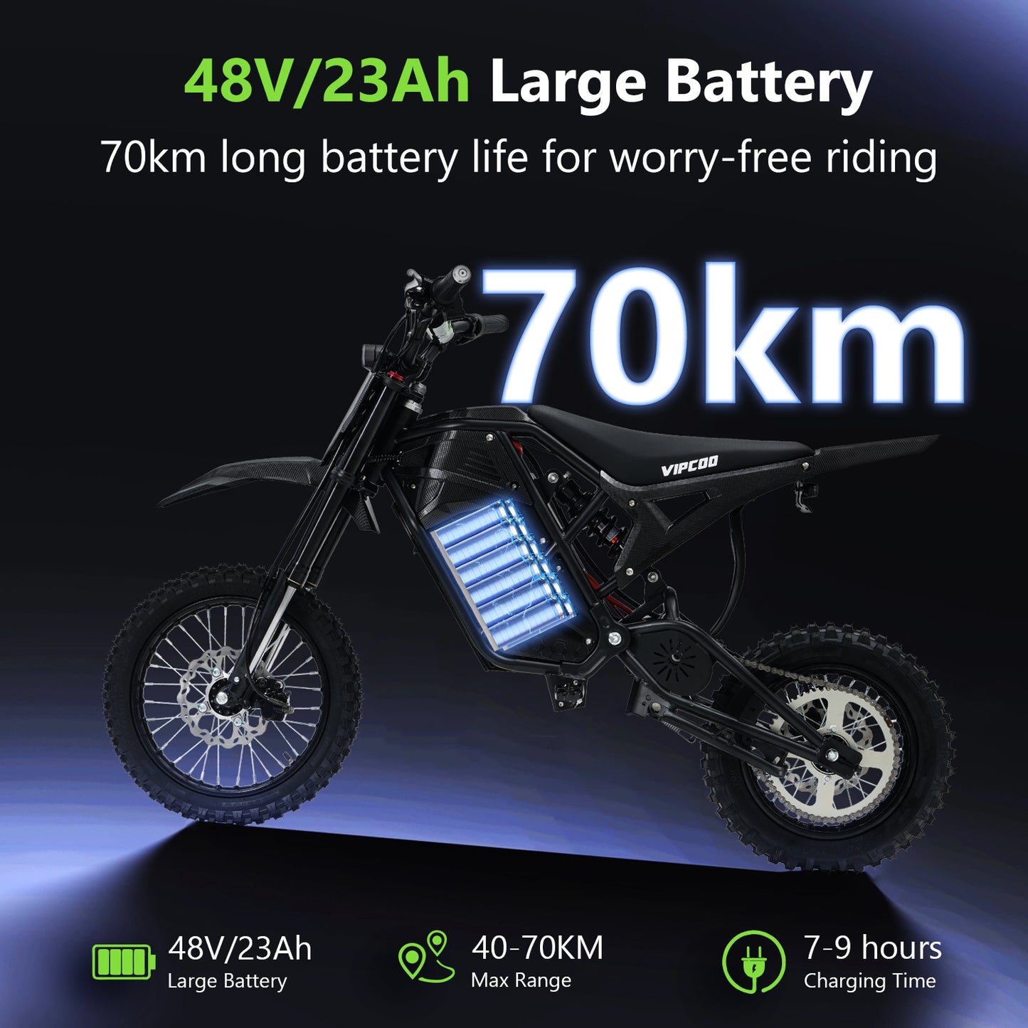 VIPCOO H3 Electric Dirt Bike - Full Suspension - 63KM/H