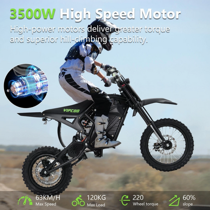 VIPCOO H3 Electric Dirt Bike - Full Suspension - 63KM/H
