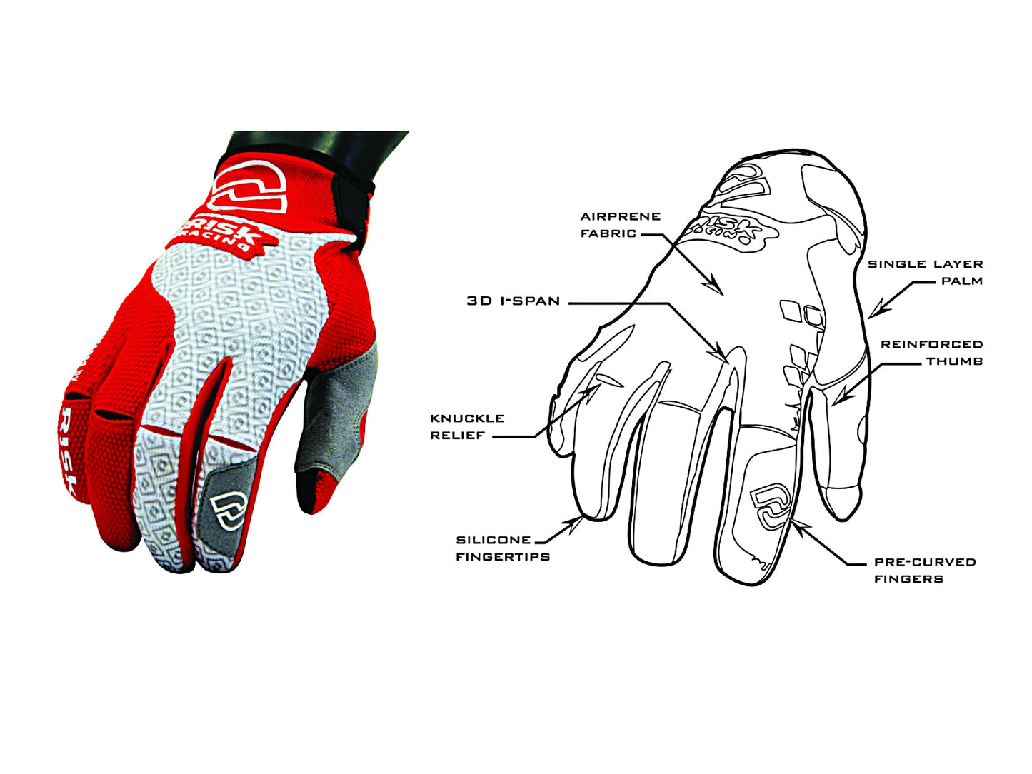 Risk Racing Carbide Gloves, Red / White, XX Large