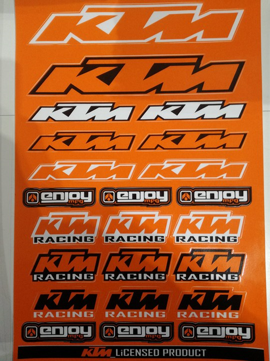 Enjoy Manufacturing Sticker Sheet, KTM Orange