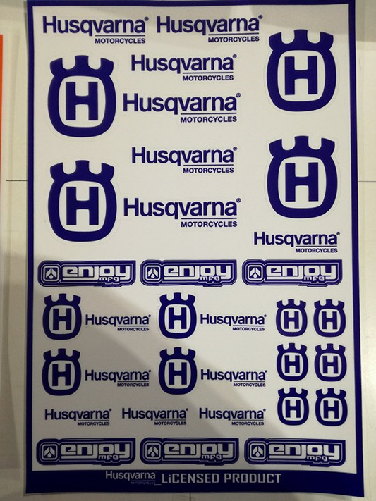 Enjoy Manufacturing Sticker Sheet, Husqvarna White