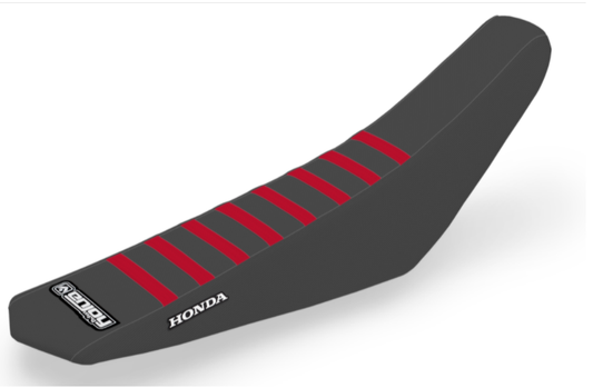 Enjoy Manufacturing Honda Seat Cover CRF 250 R 2022 CRF 450 R 2021 - 22 Ribbed Logo, Black / Red