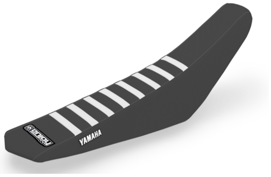 Enjoy Manufacturing Yamaha Seat Cover YZ 125 YZ 250 2002 - 2021 Ribbed Logo, Black / White