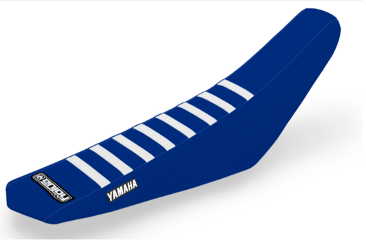 Enjoy Manufacturing Yamaha Seat Cover YZF 450 2010 - 2013 Ribbed Logo, Blue / White